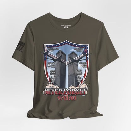 Never Forget 9/11 Tribute Twin Towers T-Shirt — Patriotic Tee