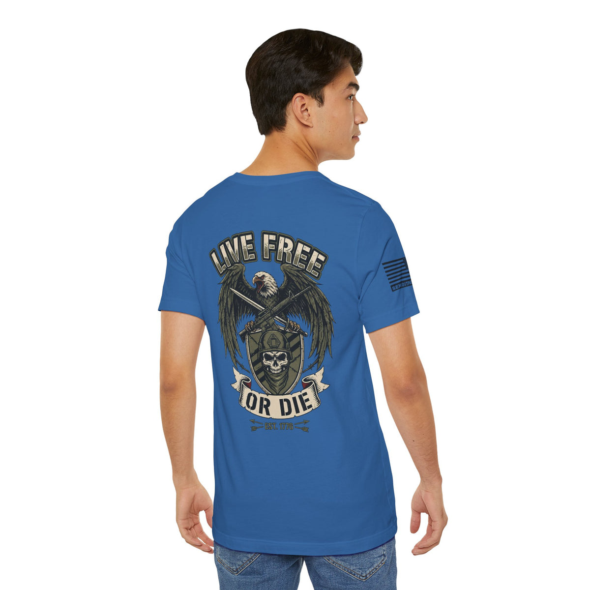 Live Free or Die Tee — Patriotic Eagle Skull Graphic T-Shirt
