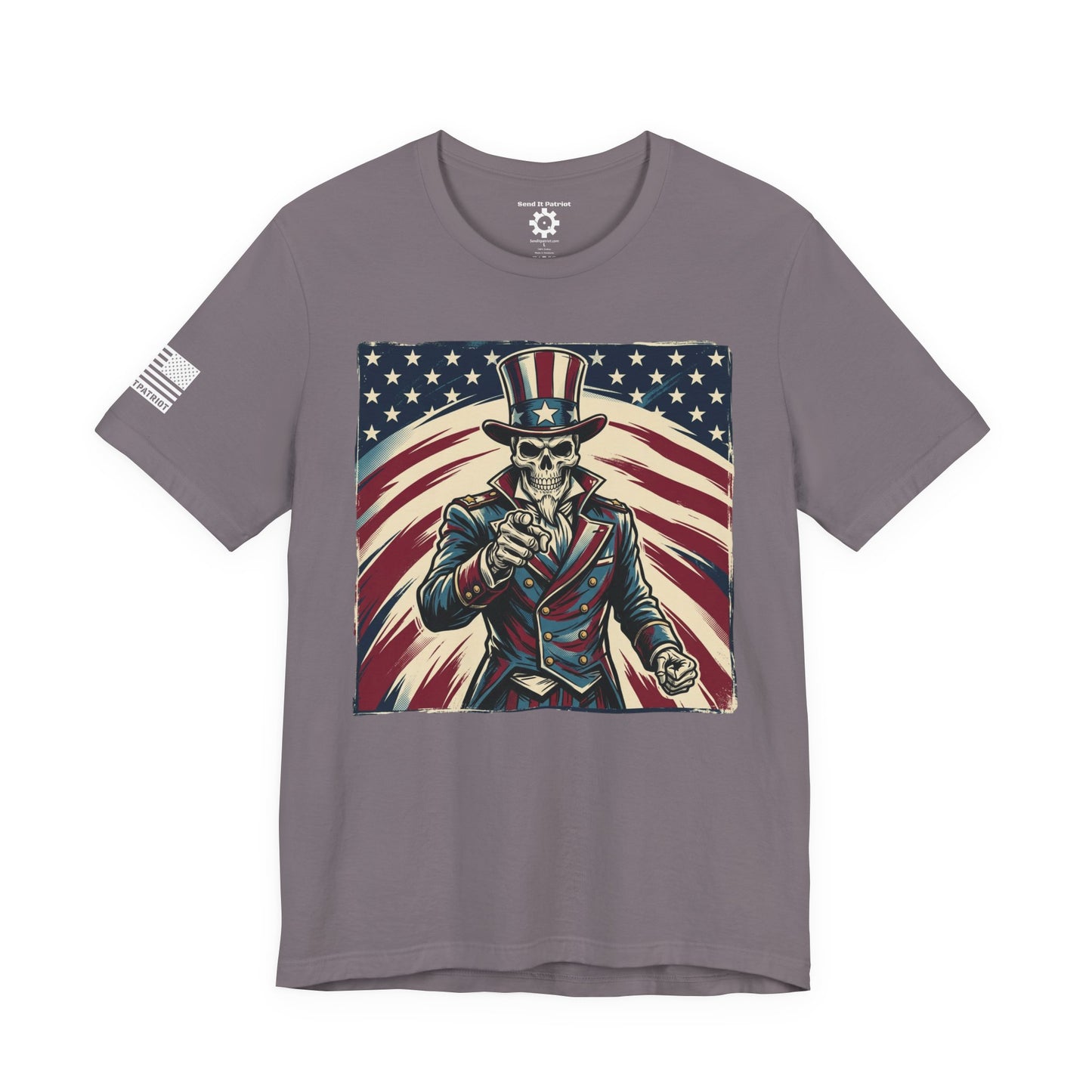 Patriotic Skull Uncle Sam Tee — Vintage American Flag Graphic