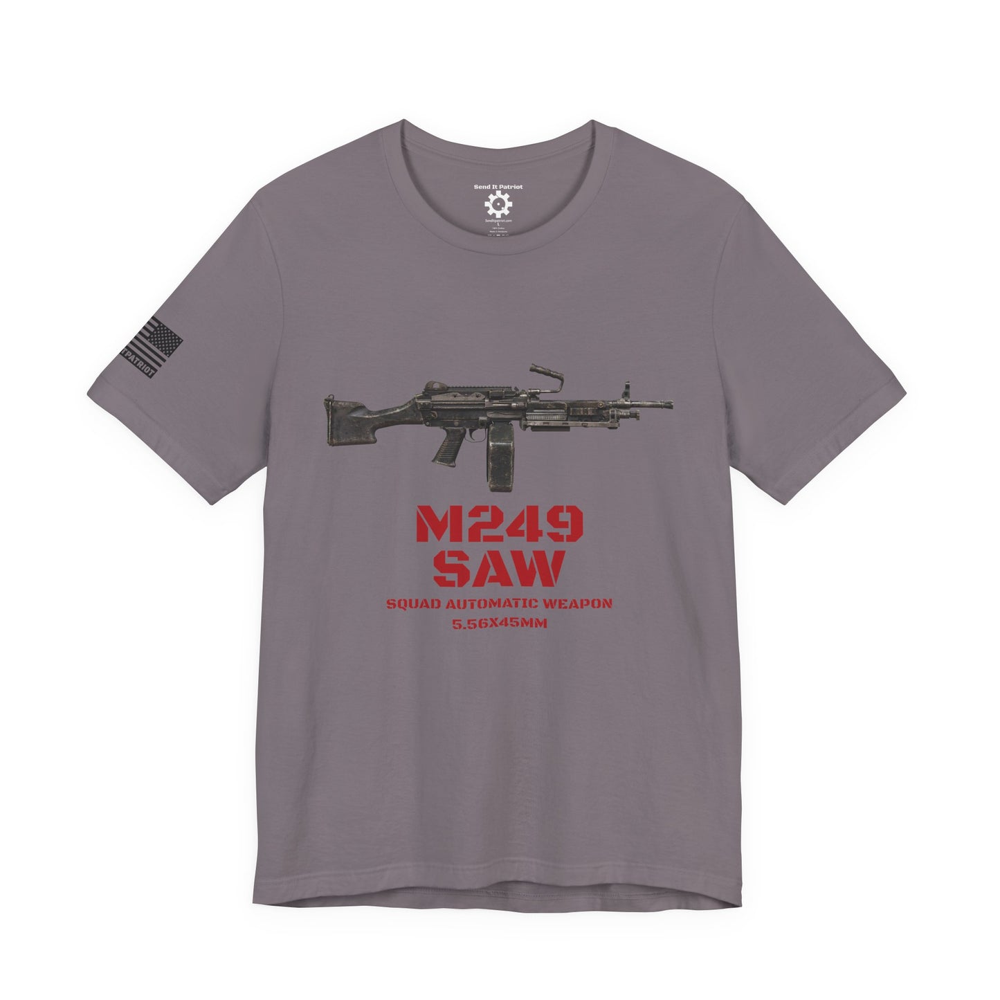 M249 SAW Rifle Graphic Tee — Military Weapons Print T-Shirt