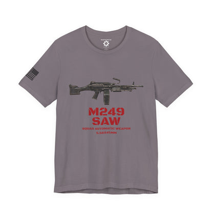 M249 SAW Rifle Graphic Tee — Military Weapons Print T-Shirt