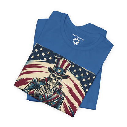 Patriotic Skull Uncle Sam Tee — Vintage American Flag Graphic