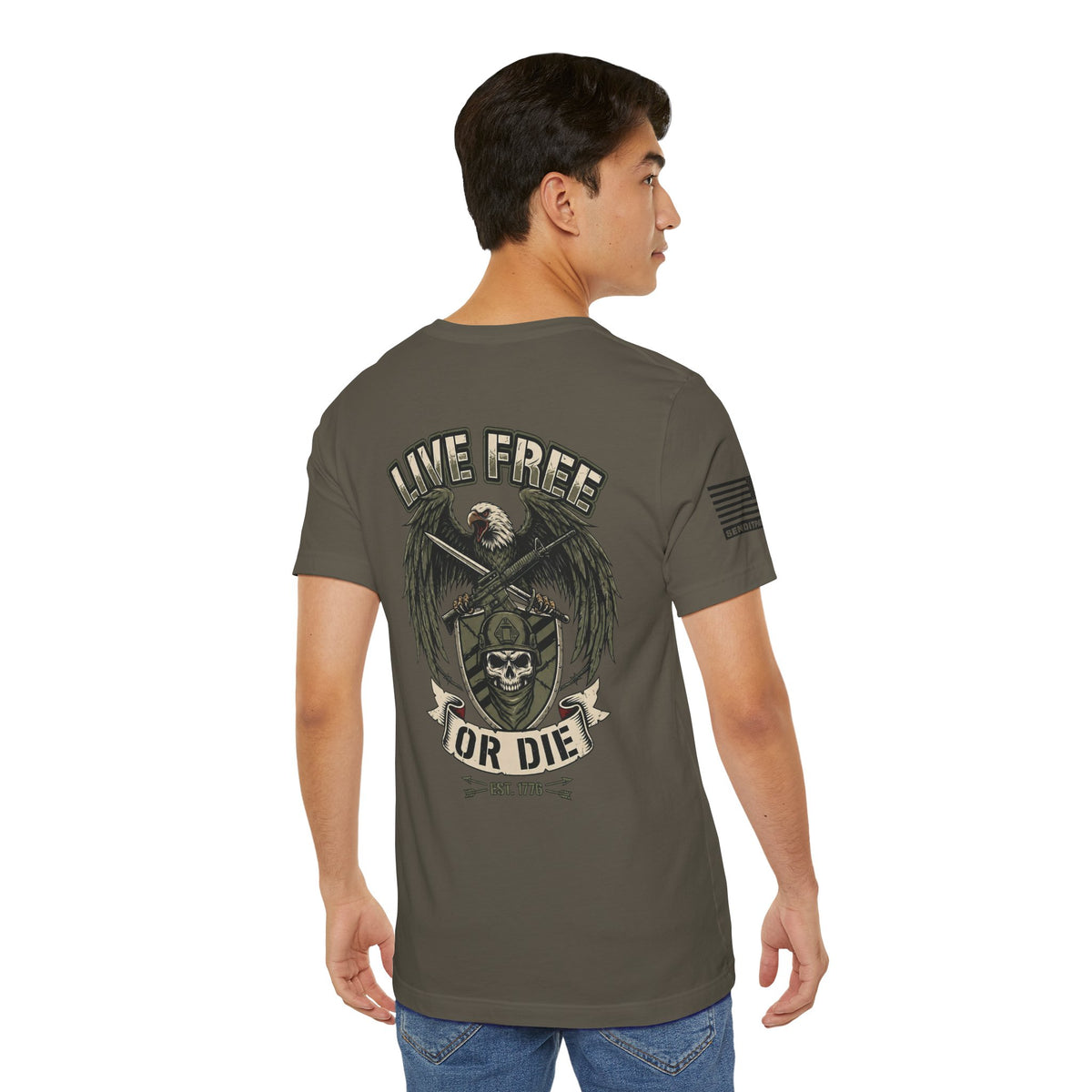 Live Free or Die Tee — Patriotic Eagle Skull Graphic T-Shirt