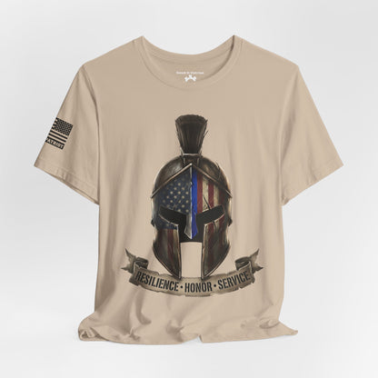 Spartan Thin Blue Line T-Shirt —  Patriotic Tee
