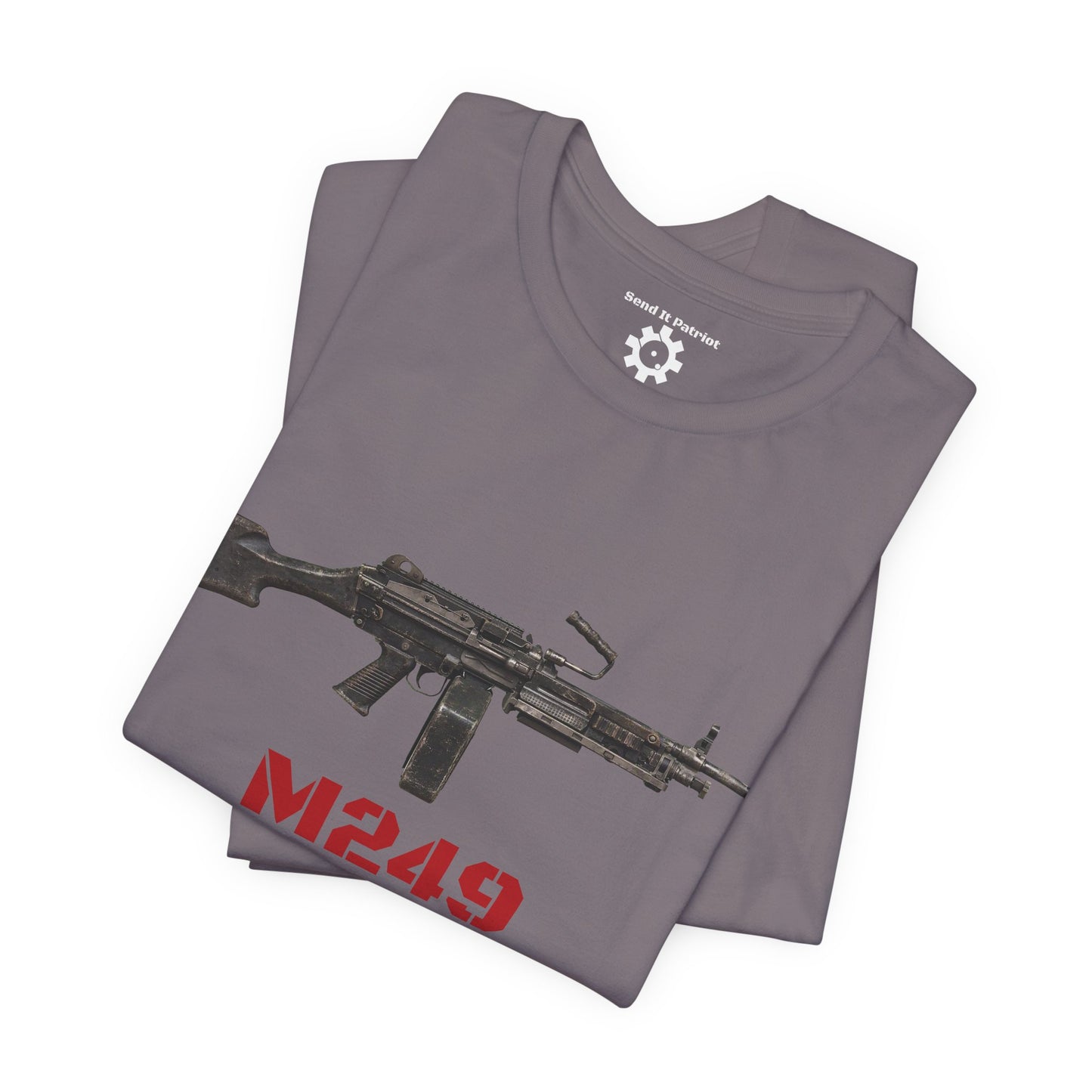 M249 SAW Rifle Graphic Tee — Military Weapons Print T-Shirt
