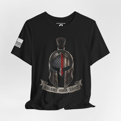 Spartan Thin Red Line T-Shirt —  Fire Dept. Patriotic Tee