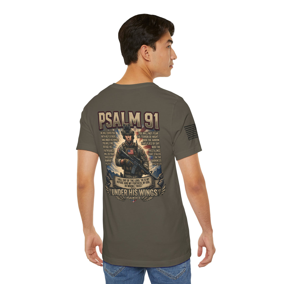 Psalm 91 Tactical Tee Ver2 — Christian Military Guardian Angel Shirt