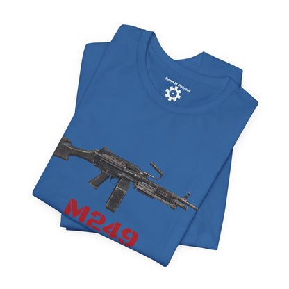 M249 SAW Rifle Graphic Tee — Military Weapons Print T-Shirt
