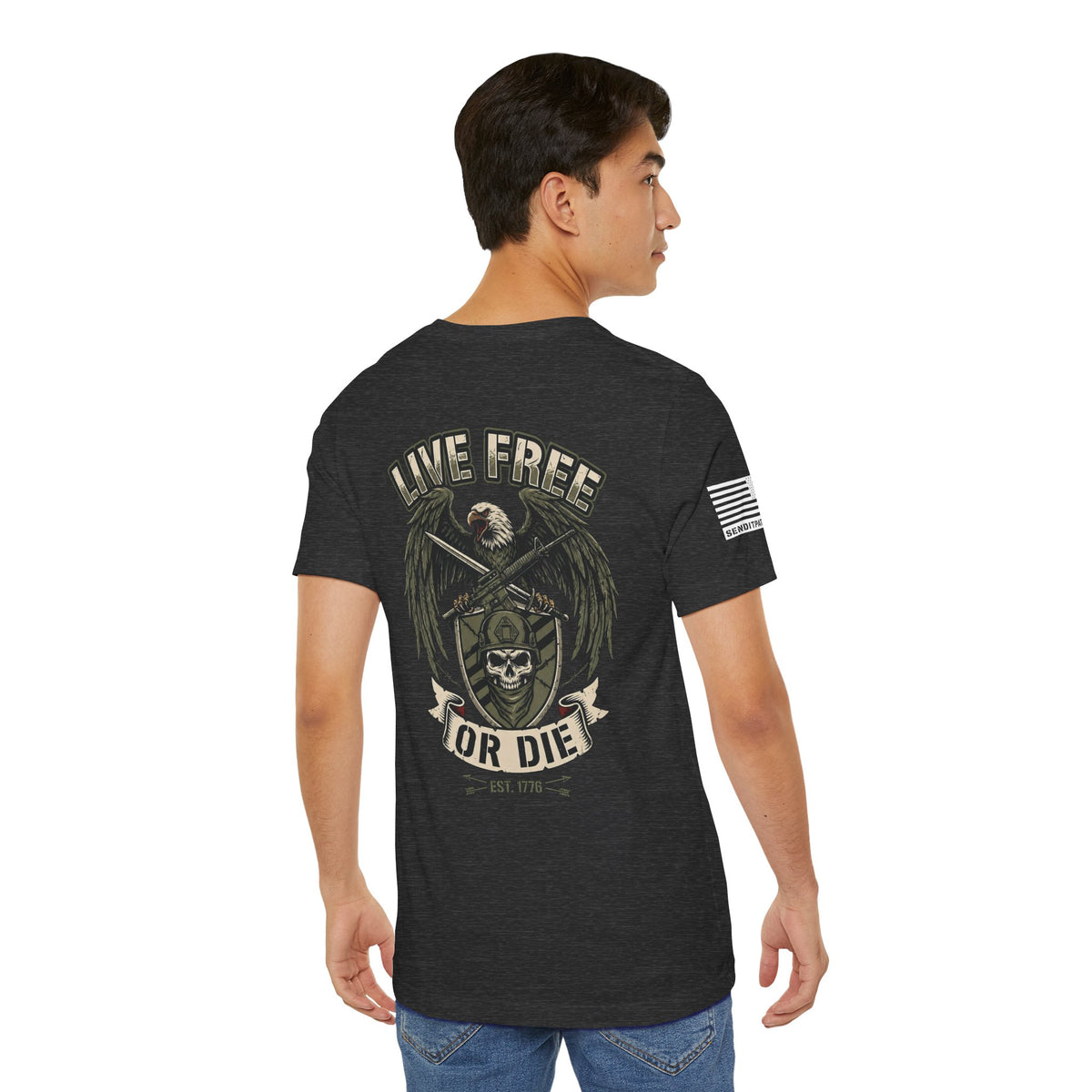Live Free or Die Tee — Patriotic Eagle Skull Graphic T-Shirt