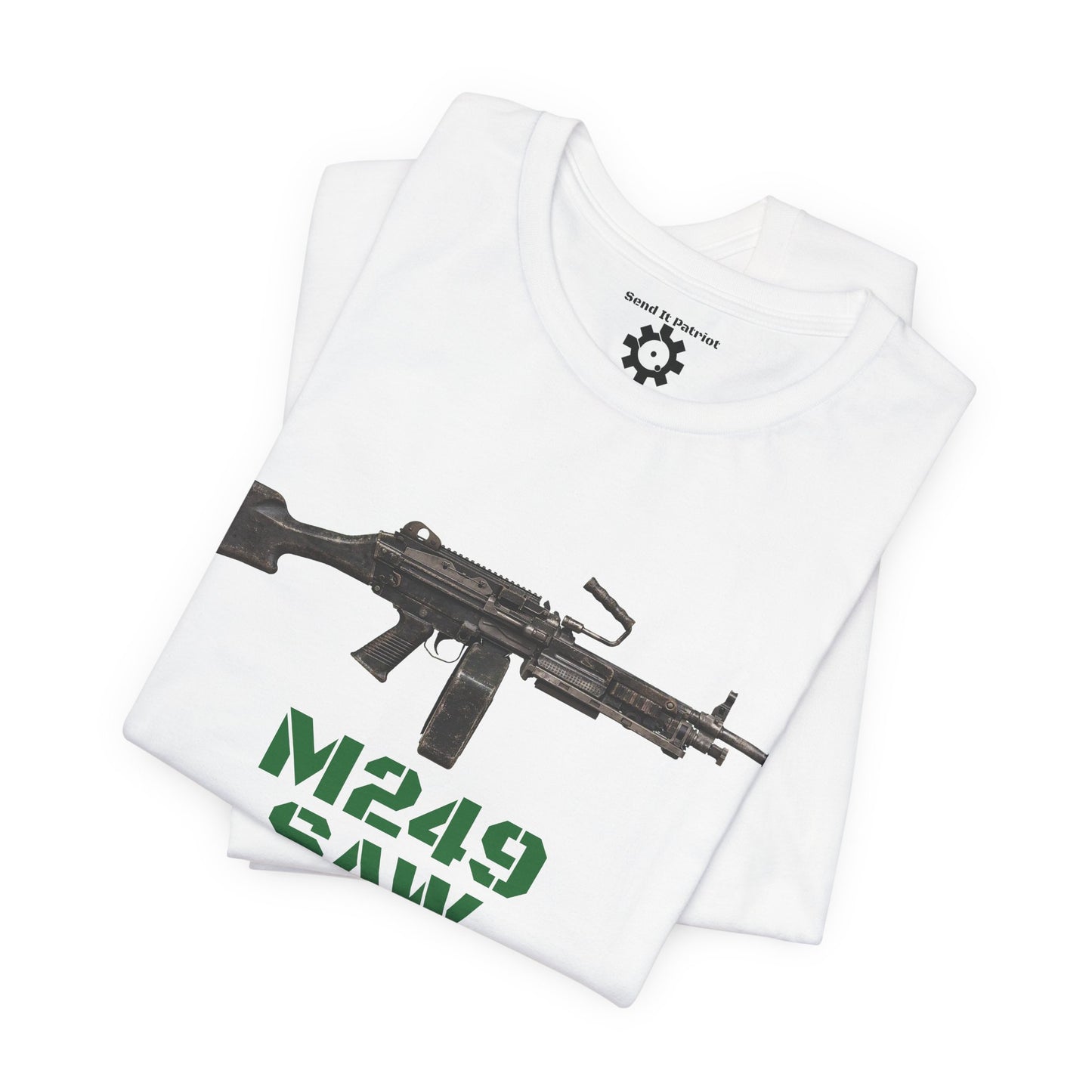 M249 SAW Rifle Graphic Tee — Military Weapons Print T-Shirt