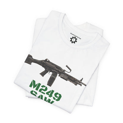M249 SAW Rifle Graphic Tee — Military Weapons Print T-Shirt