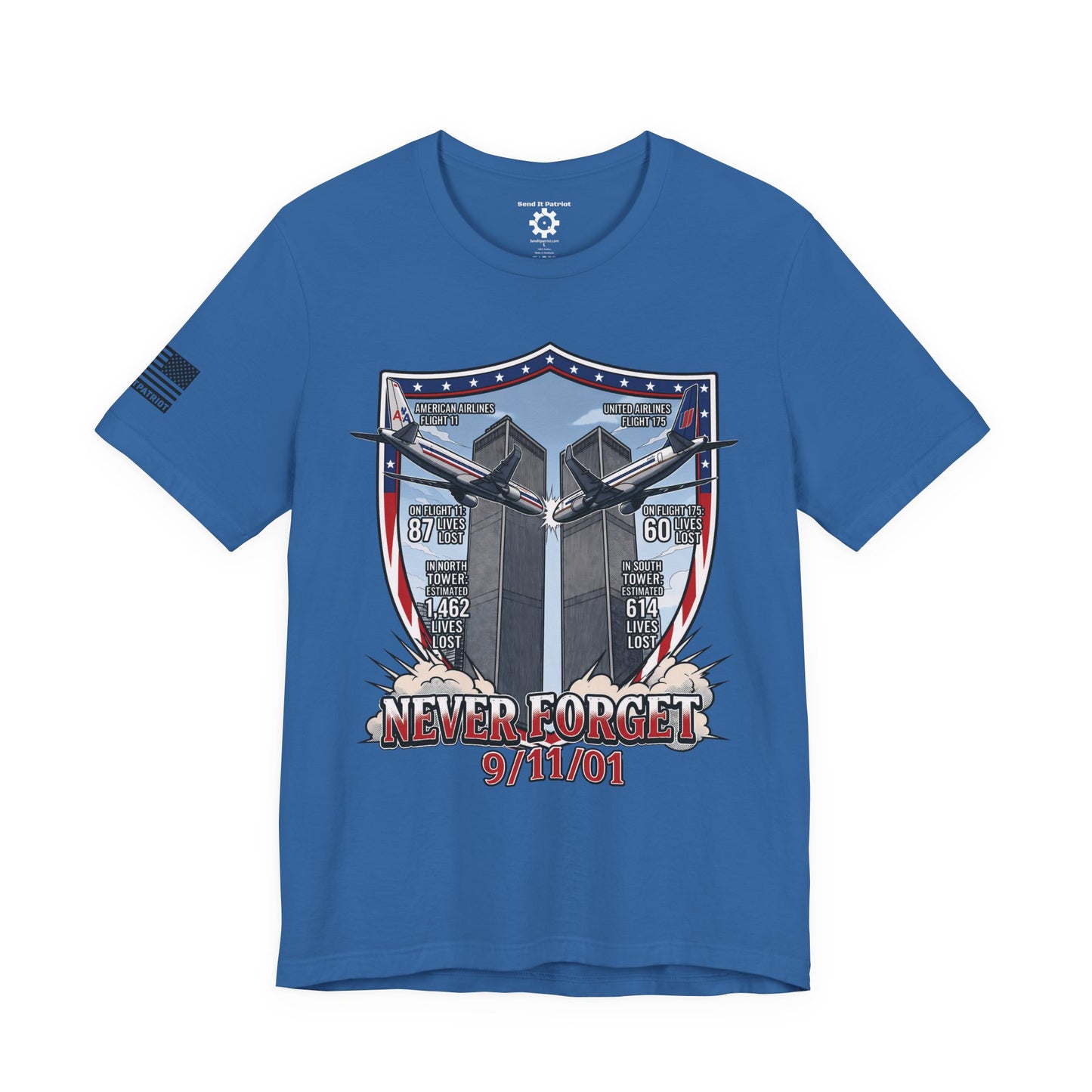 Never Forget 9/11 Tribute Twin Towers T-Shirt — Patriotic Tee