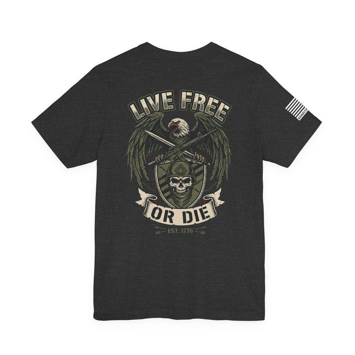 Live Free or Die Tee — Patriotic Eagle Skull Graphic T-Shirt