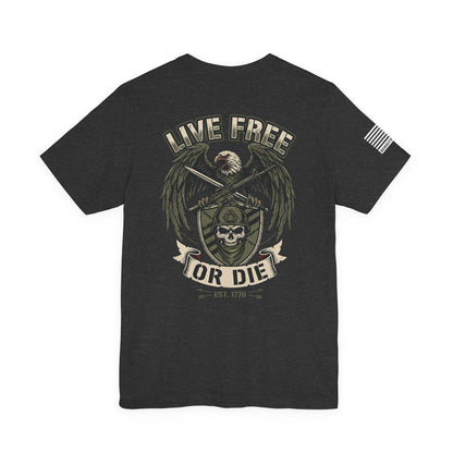 Live Free or Die Tee — Patriotic Eagle Skull Graphic T-Shirt