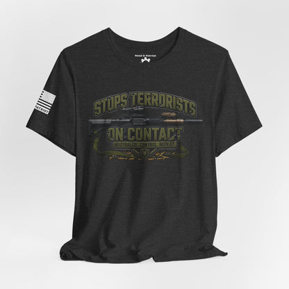 Stops Terrorists on Contact T-Shirt —  Patriotic Tee