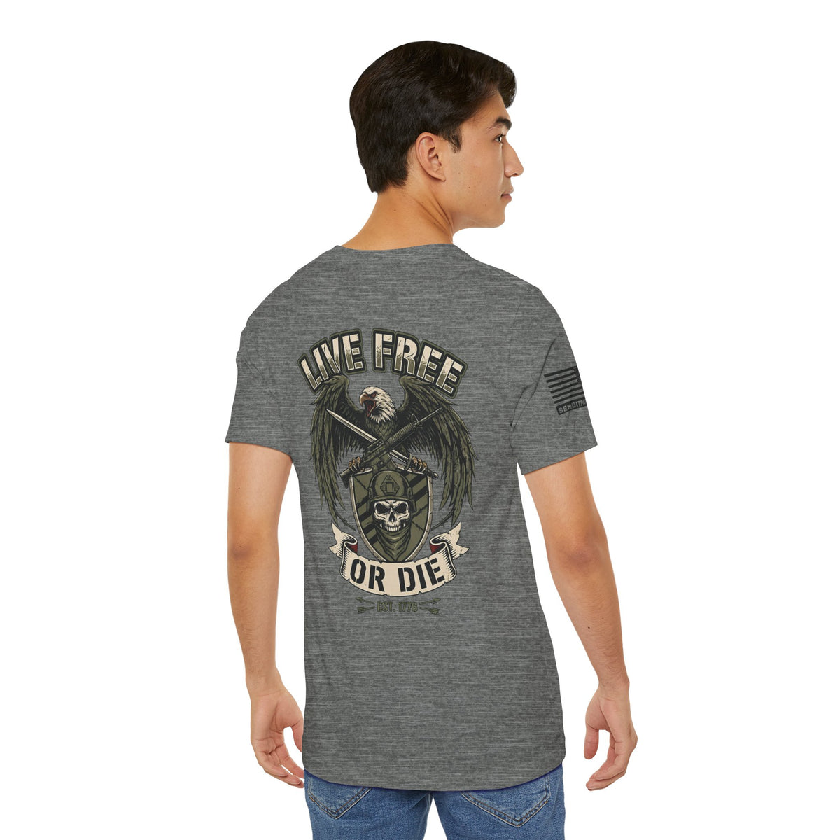 Live Free or Die Tee — Patriotic Eagle Skull Graphic T-Shirt