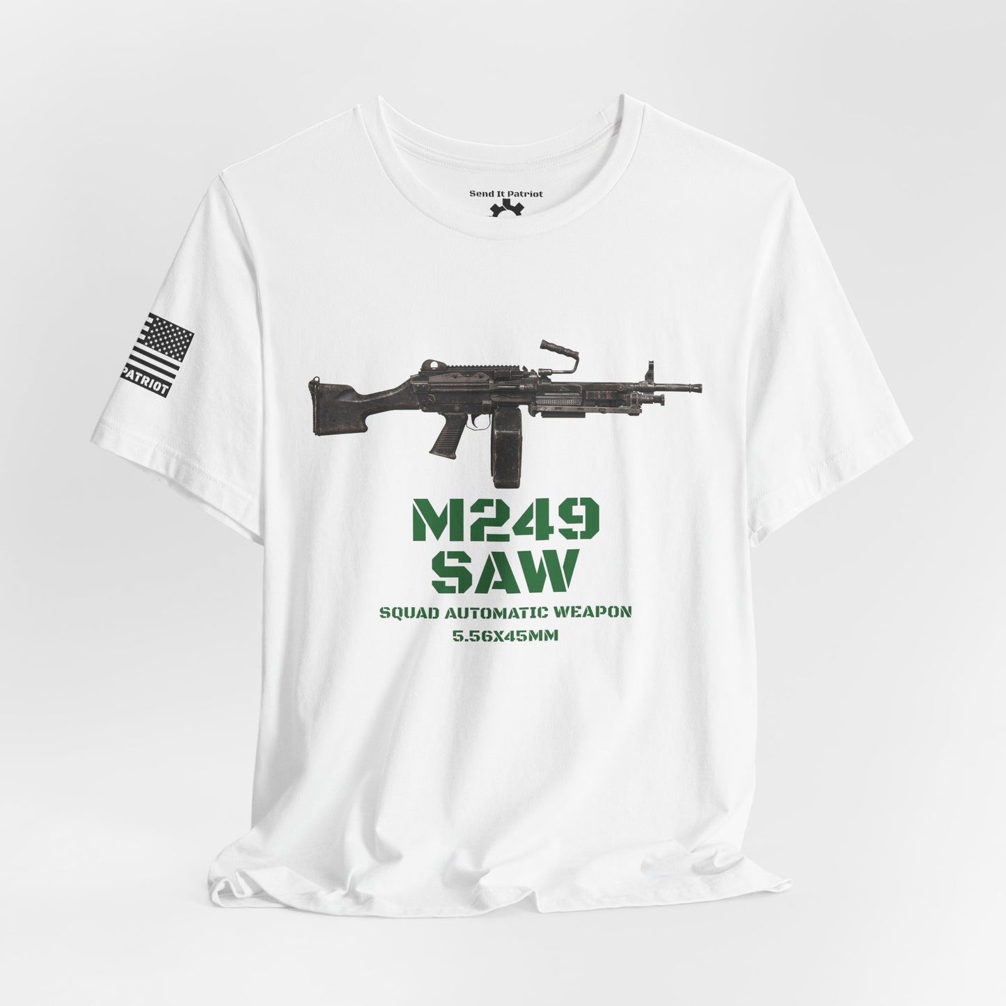 M249 SAW Rifle Graphic Tee — Military Weapons Print T-Shirt
