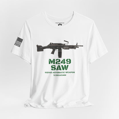M249 SAW Rifle Graphic Tee — Military Weapons Print T-Shirt