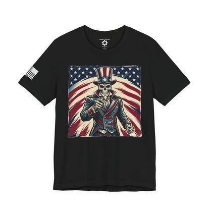 Patriotic Skull Uncle Sam Tee — Vintage American Flag Graphic