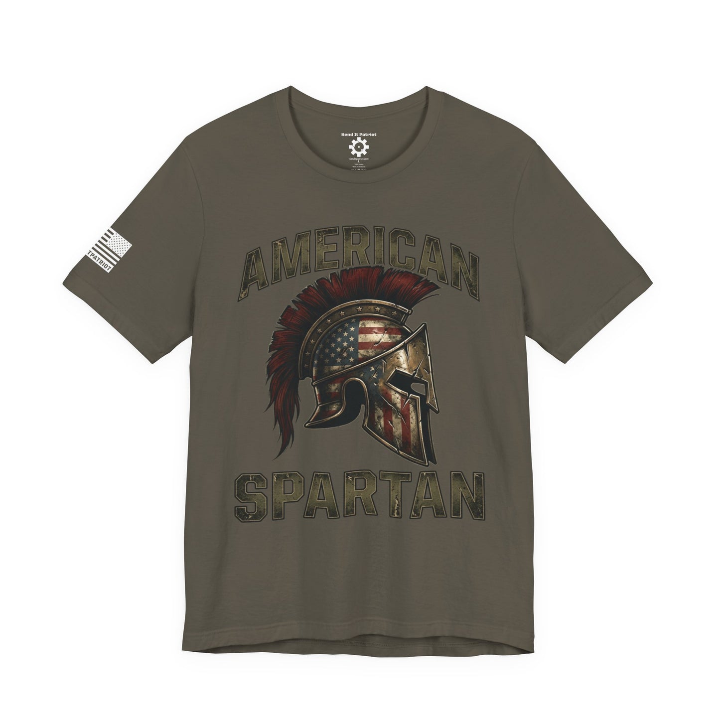 American Spartan T‑Shirt – Patriotic American Flag Graphic Tee Style#2