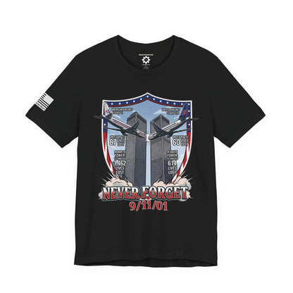 Never Forget 9/11 Tribute Twin Towers T-Shirt — Patriotic Tee