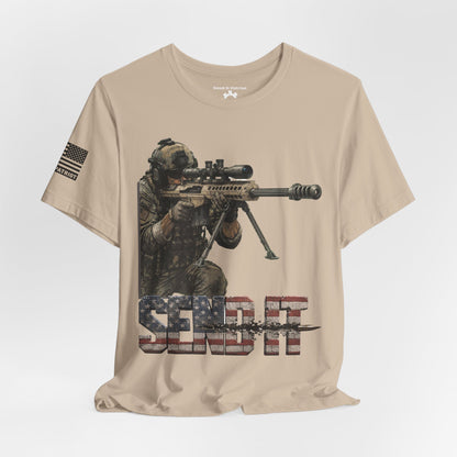 Send It Graphic Tee — Military Weapons Print T-Shirt