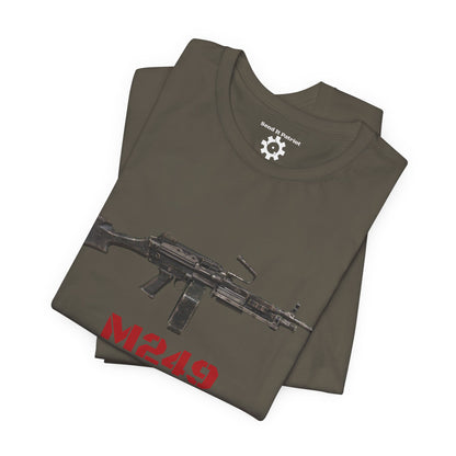 M249 SAW Rifle Graphic Tee — Military Weapons Print T-Shirt