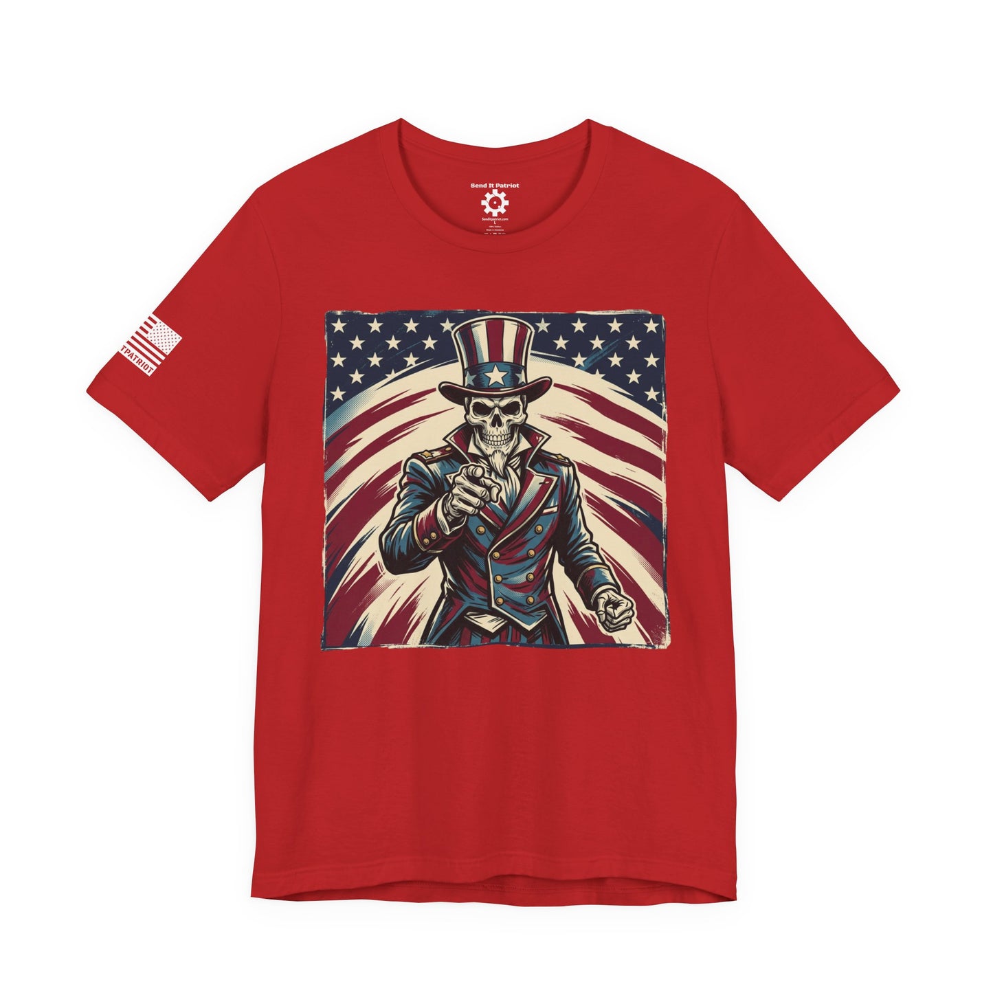 Patriotic Skull Uncle Sam Tee — Vintage American Flag Graphic