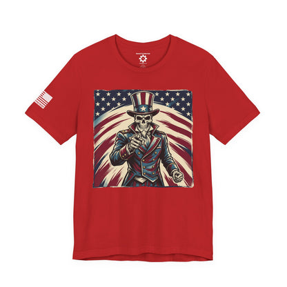 Patriotic Skull Uncle Sam Tee — Vintage American Flag Graphic