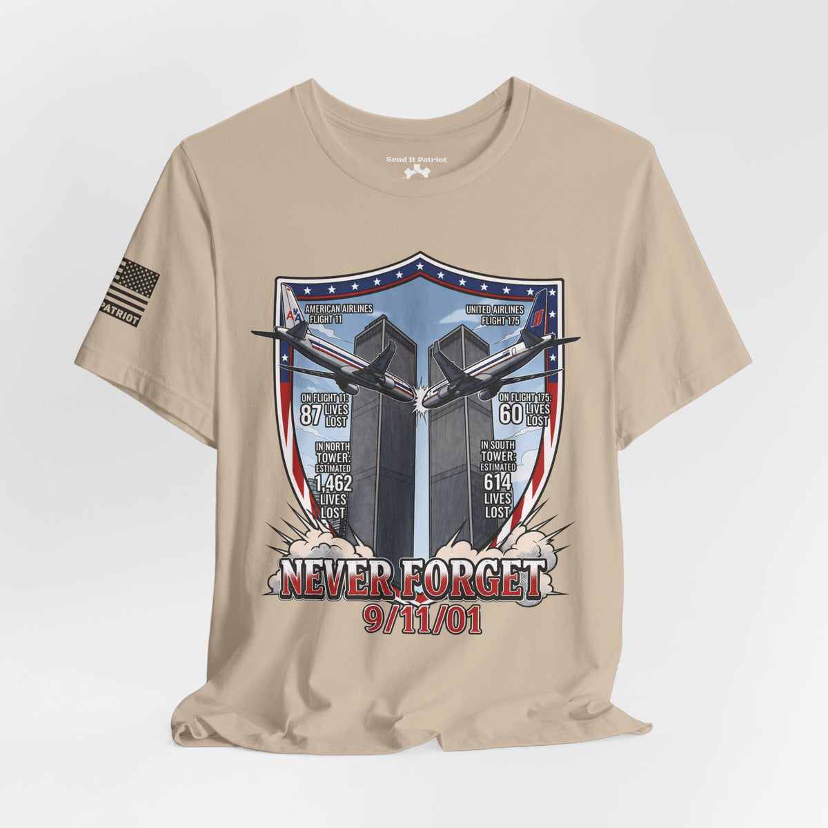 Never Forget 9/11 Tribute Twin Towers T-Shirt — Patriotic Tee