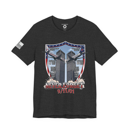 Never Forget 9/11 Tribute Twin Towers T-Shirt — Patriotic Tee