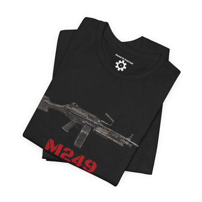 M249 SAW Rifle Graphic Tee — Military Weapons Print T-Shirt