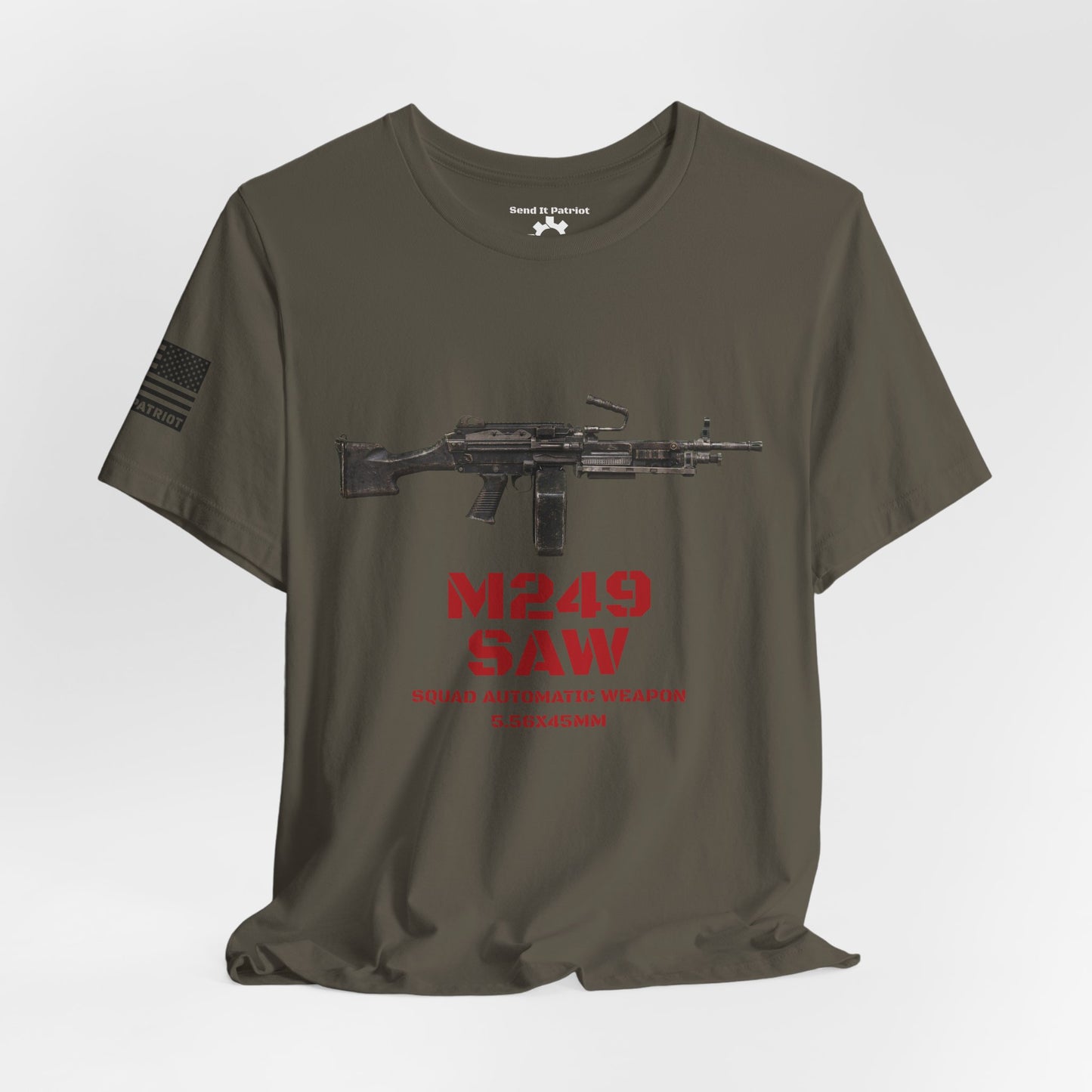 M249 SAW Rifle Graphic Tee — Military Weapons Print T-Shirt