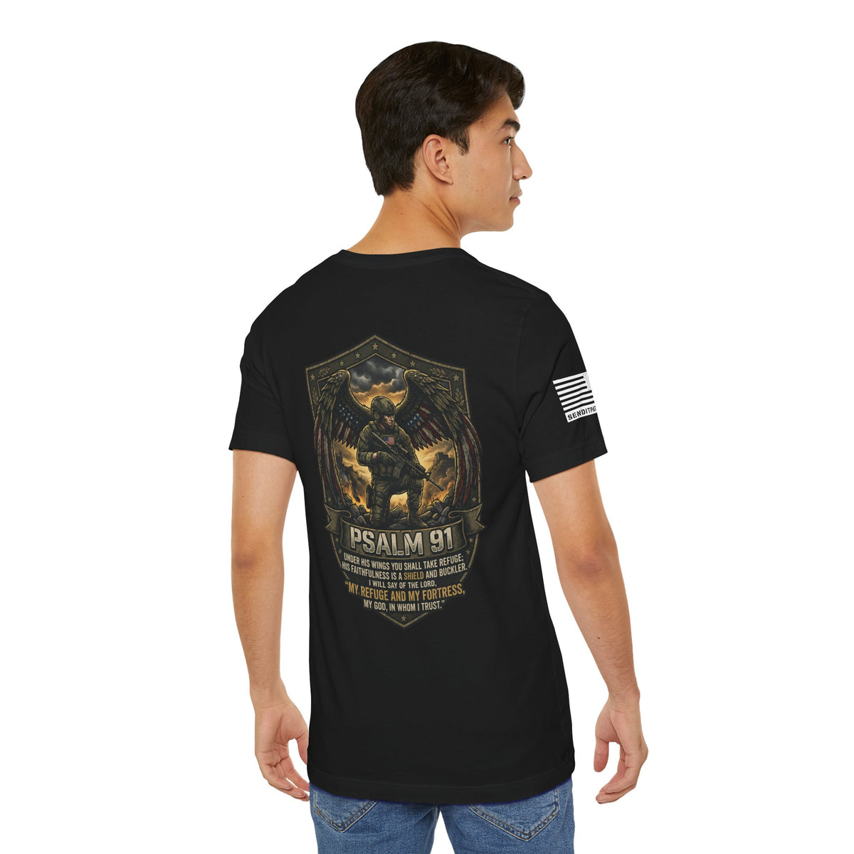 Psalm 91 Tactical Tee — Christian Military Guardian Angel Shirt