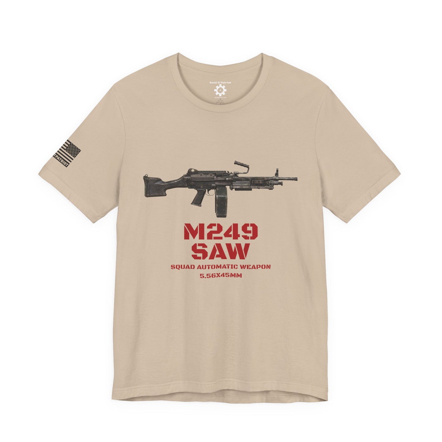 M249 SAW Rifle Graphic Tee — Military Weapons Print T-Shirt