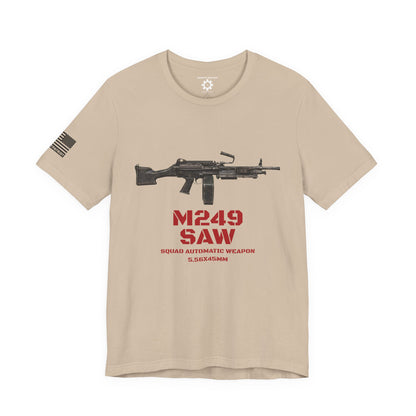 M249 SAW Rifle Graphic Tee — Military Weapons Print T-Shirt