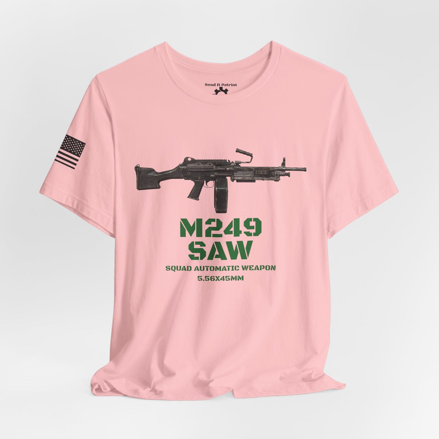 M249 SAW Rifle Graphic Tee — Military Weapons Print T-Shirt