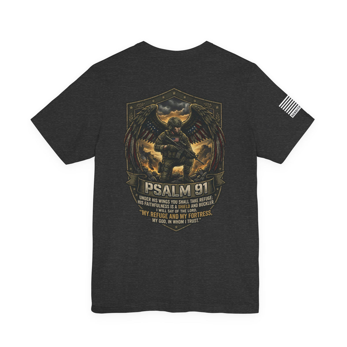 Psalm 91 Tactical Tee — Christian Military Guardian Angel Shirt