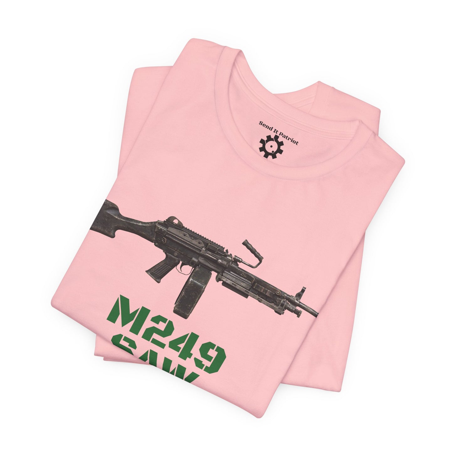 M249 SAW Rifle Graphic Tee — Military Weapons Print T-Shirt