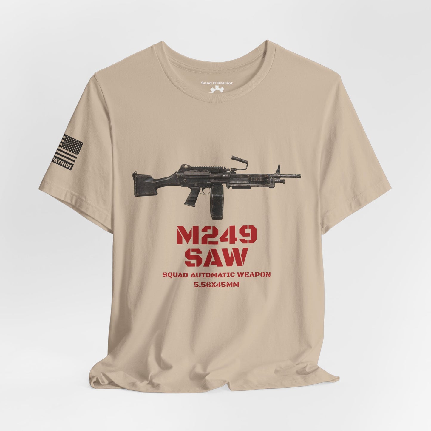 M249 SAW Rifle Graphic Tee — Military Weapons Print T-Shirt