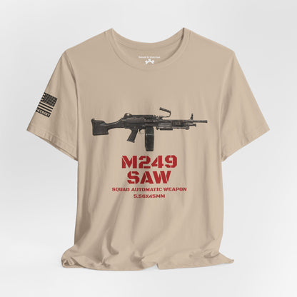 M249 SAW Rifle Graphic Tee — Military Weapons Print T-Shirt