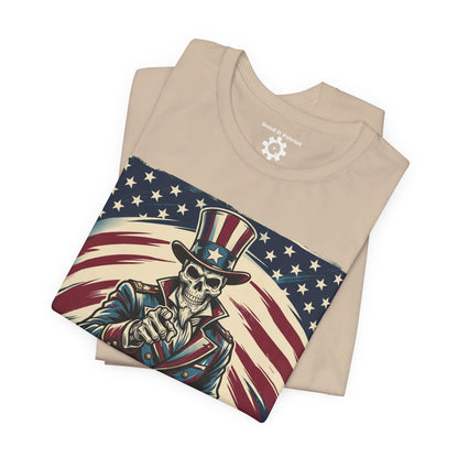 Patriotic Skull Uncle Sam Tee — Vintage American Flag Graphic
