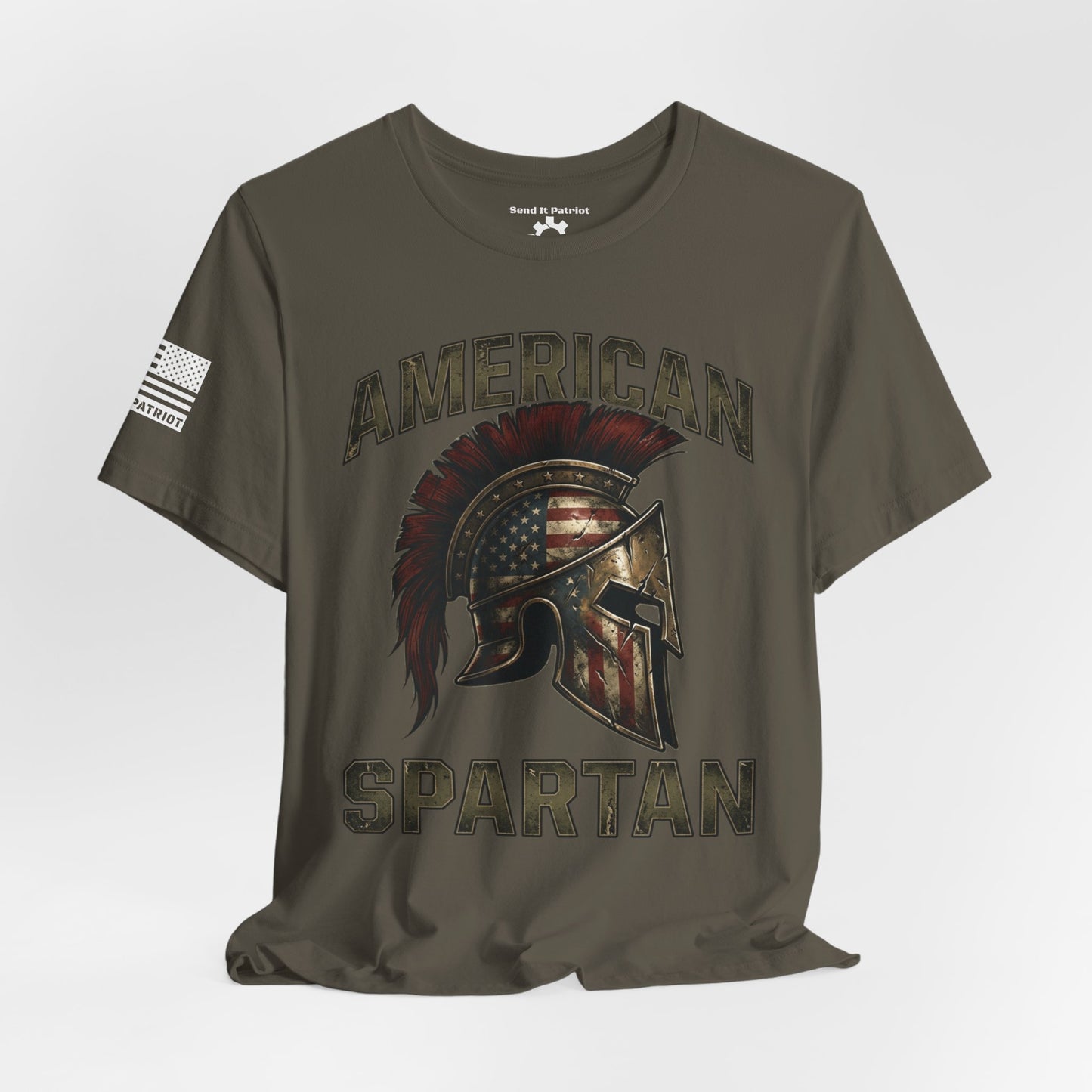American Spartan T‑Shirt – Patriotic American Flag Graphic Tee Style#2
