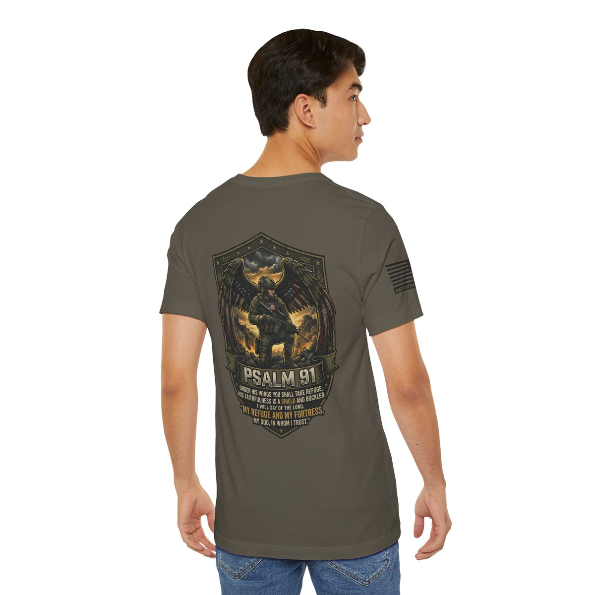 Psalm 91 Tactical Tee — Christian Military Guardian Angel Shirt