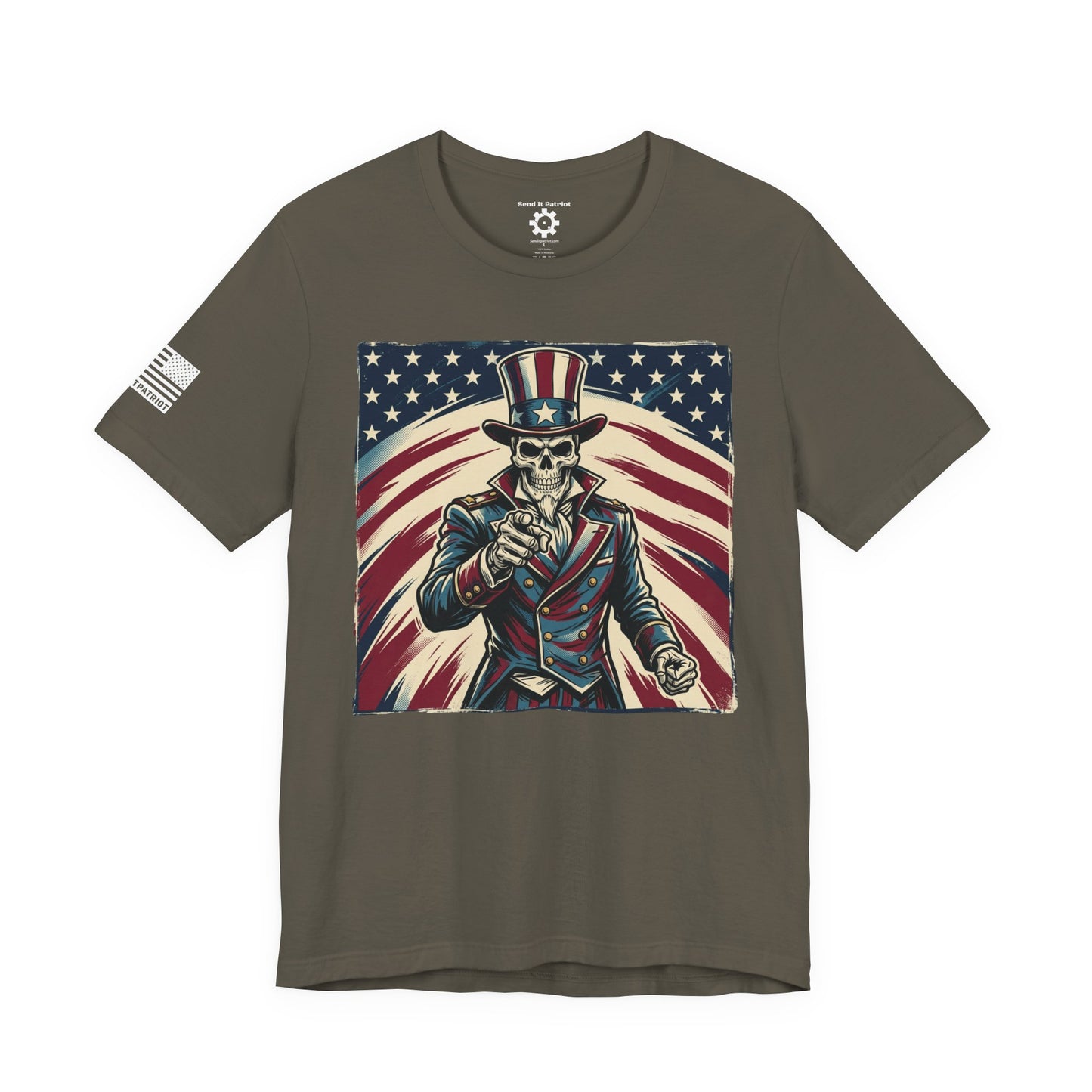 Patriotic Skull Uncle Sam Tee — Vintage American Flag Graphic