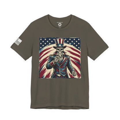 Patriotic Skull Uncle Sam Tee — Vintage American Flag Graphic