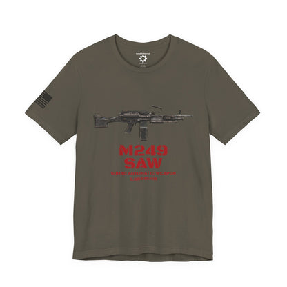 M249 SAW Rifle Graphic Tee — Military Weapons Print T-Shirt