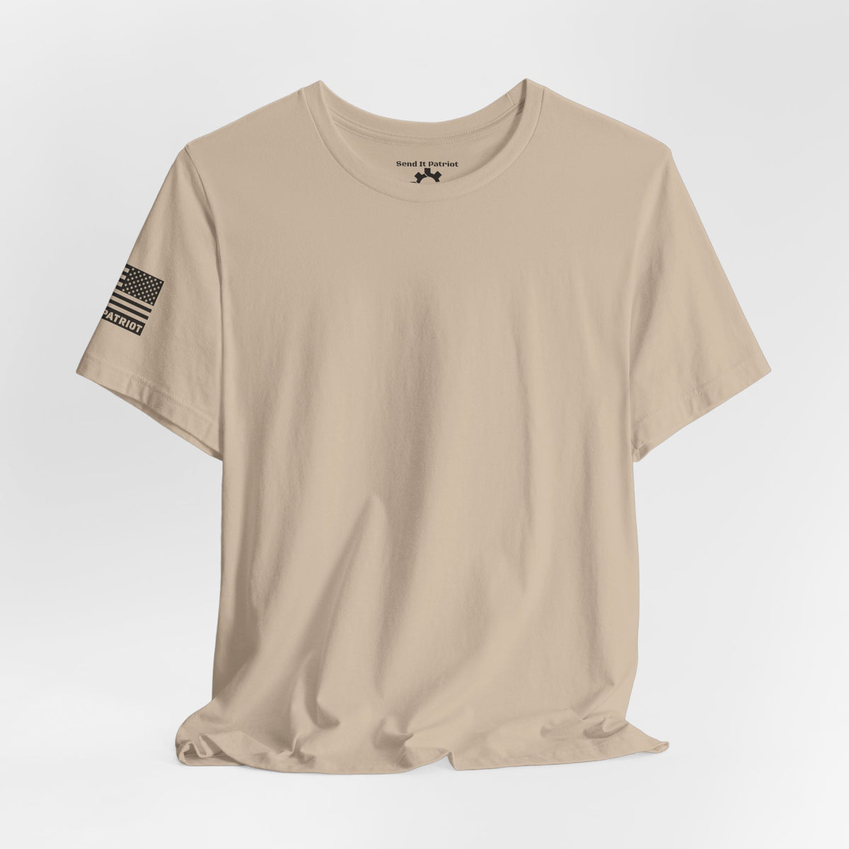 Land of the Free Home of the Brave T-Shirt —  Skull & Crossed Rifles Patriotic Tee Back Design
