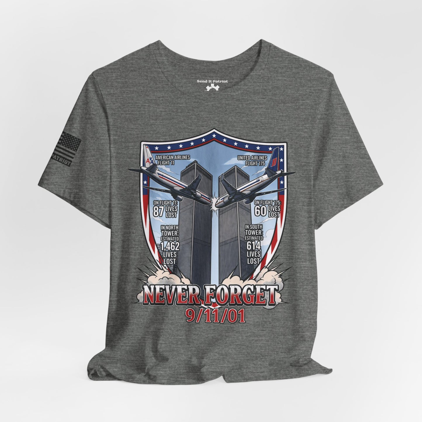 Never Forget 9/11 Tribute Twin Towers T-Shirt — Patriotic Tee