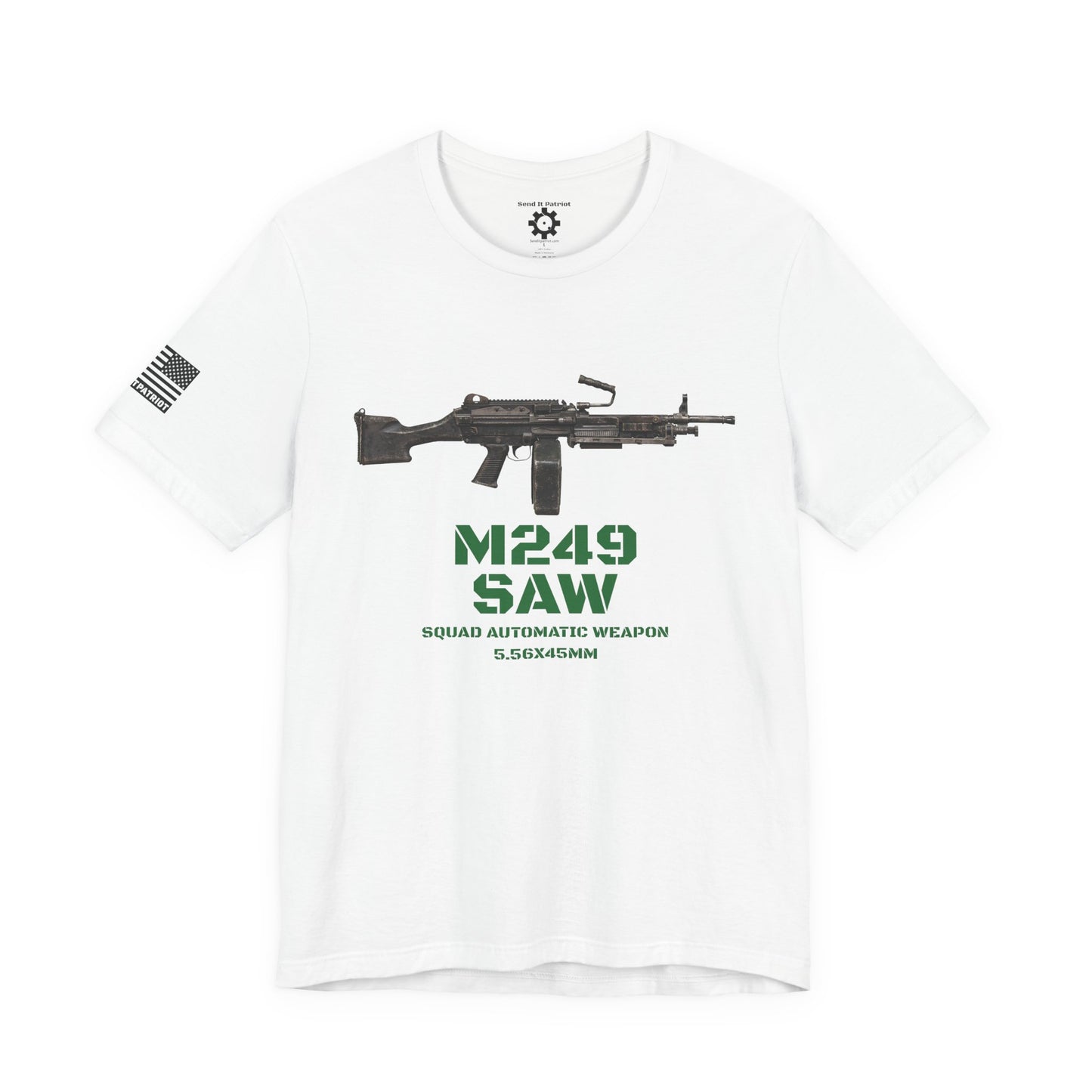 M249 SAW Rifle Graphic Tee — Military Weapons Print T-Shirt